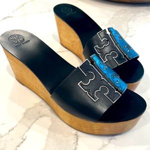 Tory Burch Ines wedge Sandal sz10 EUC/RARE!